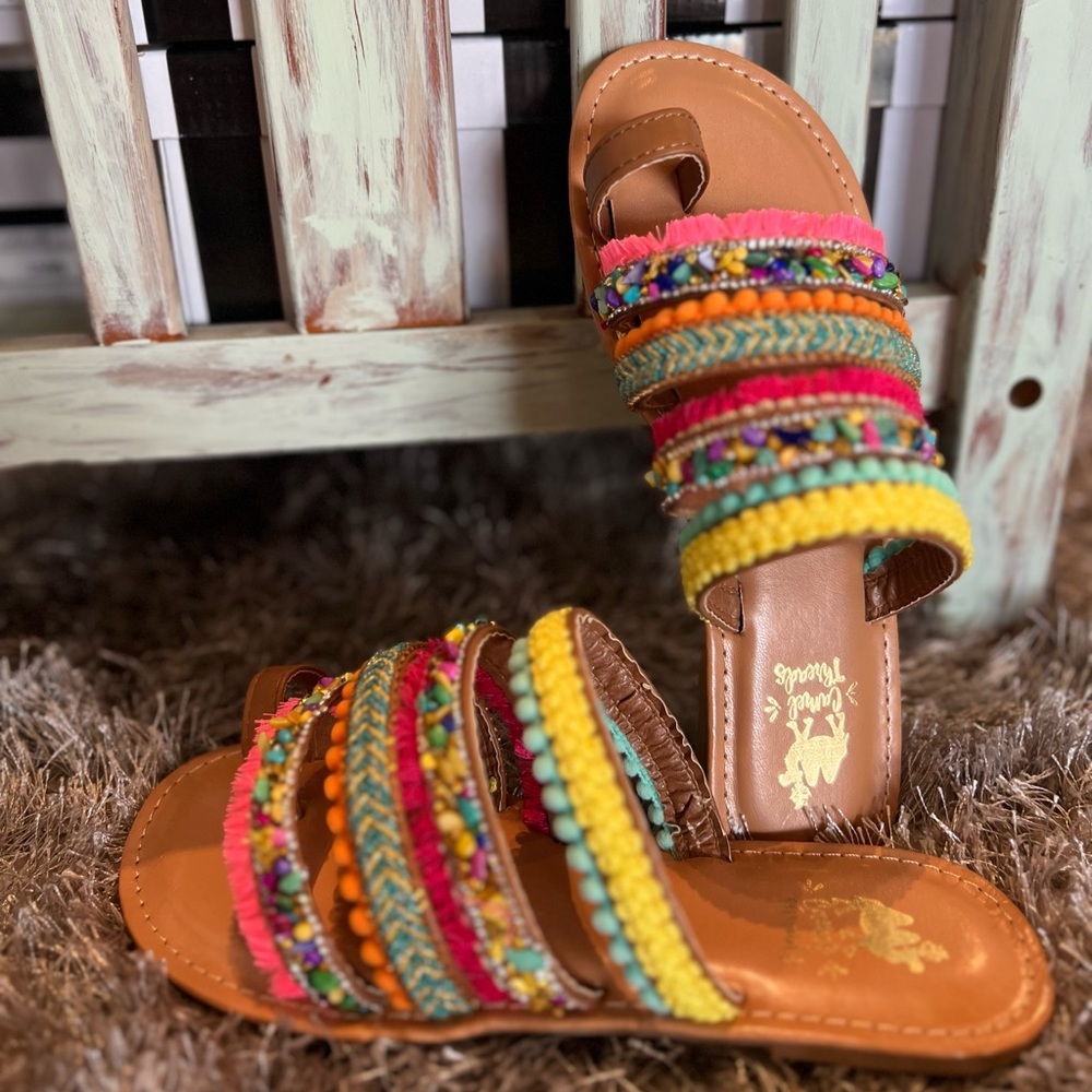 Neon Lively Boho Camel Threads Sandals ✨